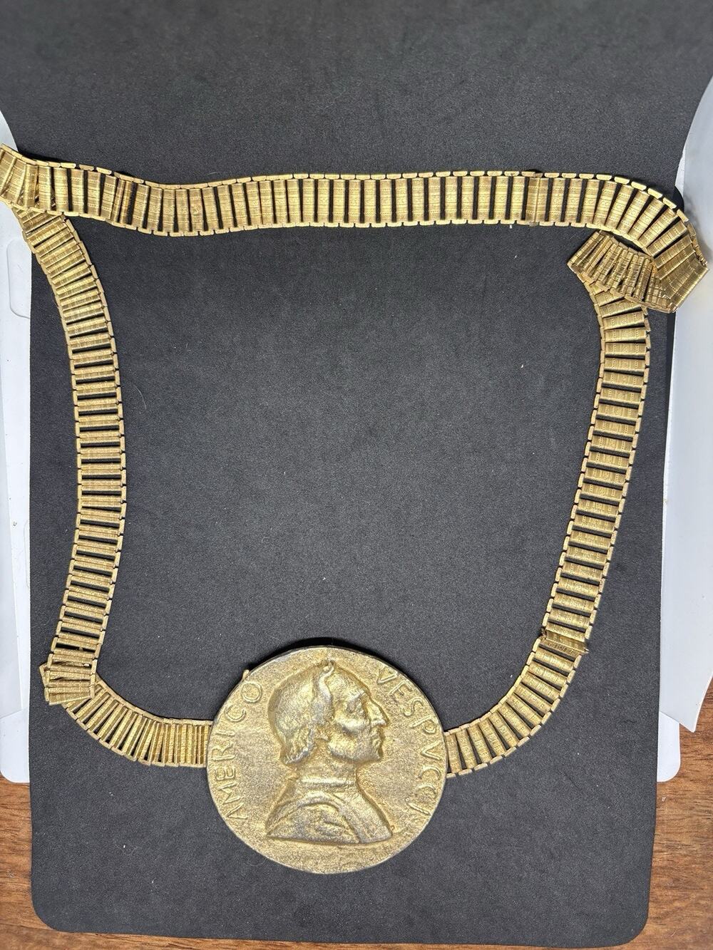 Vintage Amerigo Vespucci Medallion Chain Belt Or Statement Necklace Gate Link